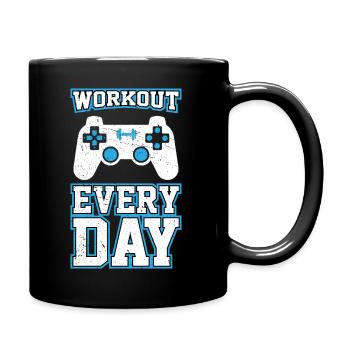 Gamer Gift Workout every day - Full Colour Mug - black - Right