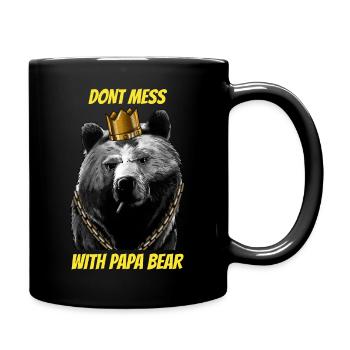 Papa Bär mit einer Krone - Tasse einfarbig - Schwarz - Rechts