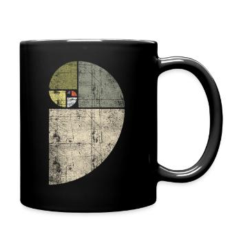 Distressed Fibonacci Spiral - Full Colour Mug - black - Right