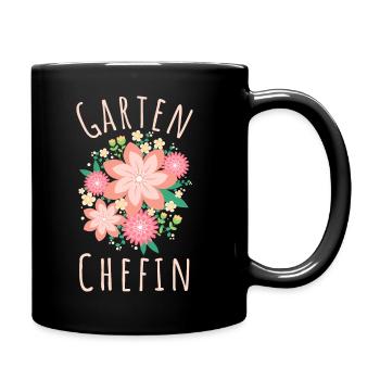 Garten Chefin | Gärtnerin lustige Gartensprüche - Tasse einfarbig - Schwarz - Rechts