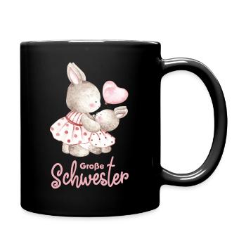 Hasen Große Schwester Luftballon - Tasse einfarbig - Schwarz - Rechts