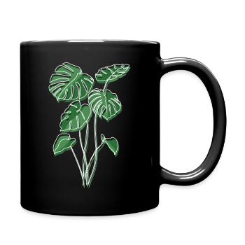 Monstera Plant Hobby Gardener Vintage Retro Plant - Full Colour Mug - black - Right