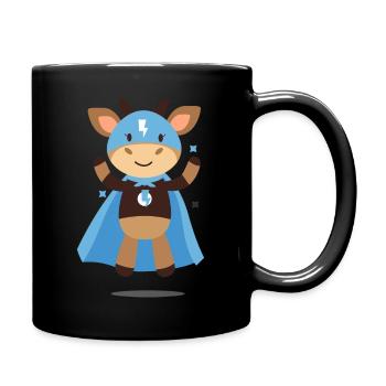 süße Superheld Kuh - Tasse einfarbig - Schwarz - Rechts