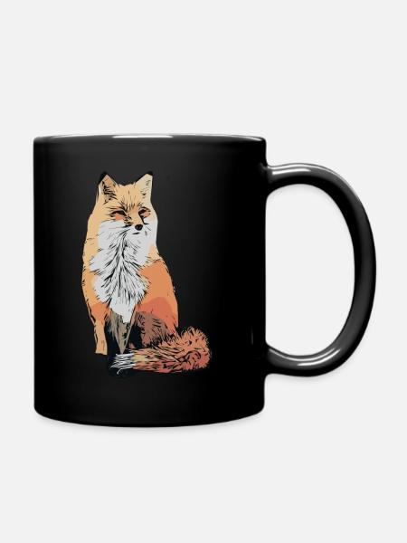 Fox Fox Motif Animal Motif - Full Colour Mug - black