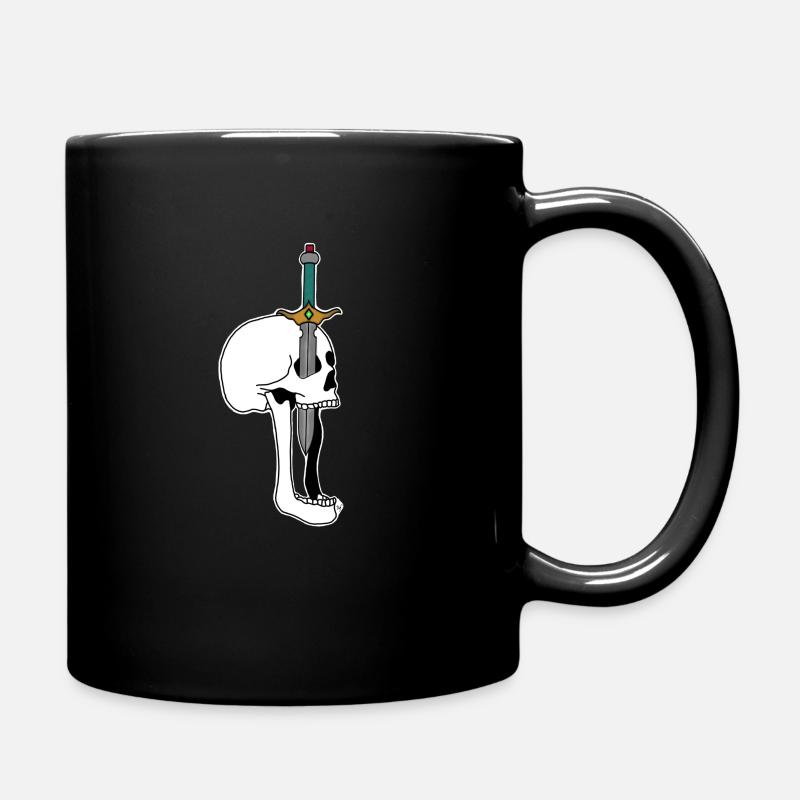 Totenkopf mit Schwert - Tasse einfarbig - Schwarz