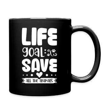 Animal rescue funny Life Goal Save All The Anim - Full Colour Mug - black - Right