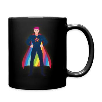 Super Hero Eggplant - Gay Pride - Full Colour Mug - black - Right