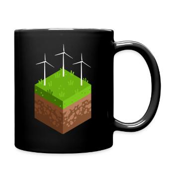 Energy transition with wind turbine - Full Colour Mug - black - Right
