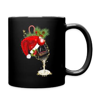 Weihnachtliches Weinglas - Tasse einfarbig - Schwarz - Rechts