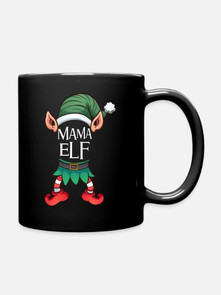 Mama Elf Weihnachten Weihnachtself - Tasse einfarbig - Schwarz