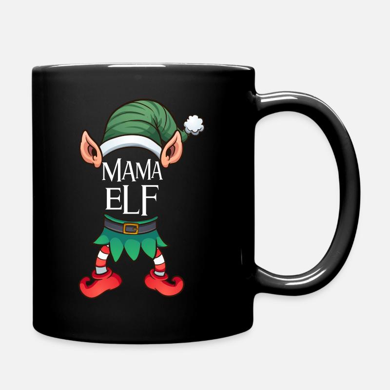 Mama Elf Weihnachten Weihnachtself - Tasse einfarbig - Schwarz