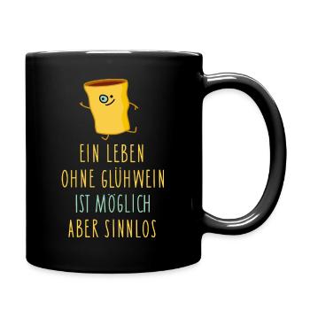 Ohne Glühwein - Tasse einfarbig - Schwarz - Rechts