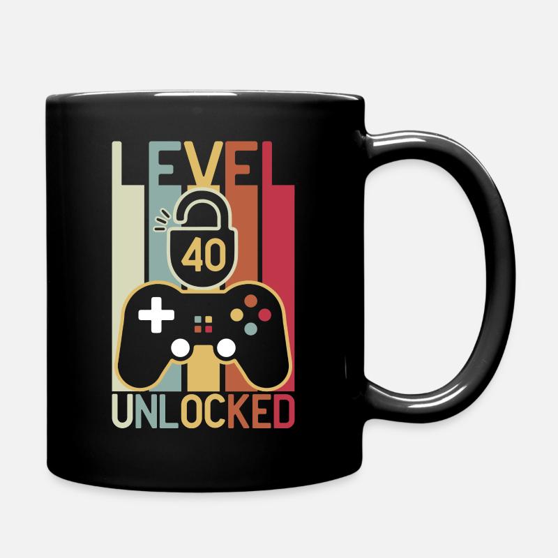 Level 40 Unlocked 40th Birthday Gamer - Full Colour Mug - black