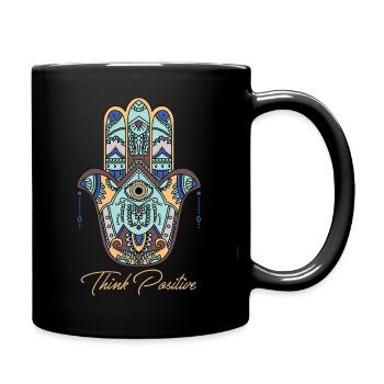 think positive hamsa hand fatima yoga buddha - Tasse einfarbig - Schwarz - Rechts