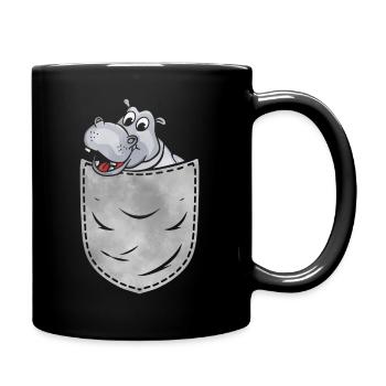 Nilpferd In Der Tasche Tier Brusttasche Nilpferd - Tasse einfarbig - Schwarz - Rechts
