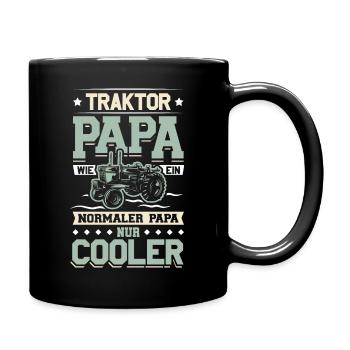 Traktor Papa Cooler Vater - Tasse einfarbig - Schwarz - Rechts