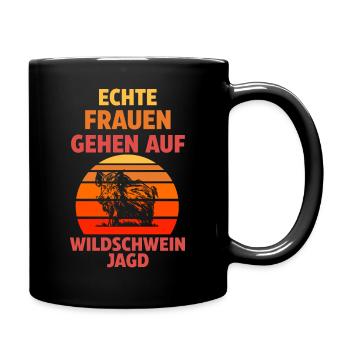 Wildschweinjagd Jäger Jagd - Tasse einfarbig - Schwarz - Rechts