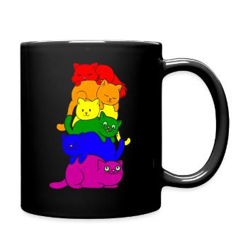 Gay Pride Katzen Stapel - Tasse einfarbig - Schwarz - Rechts