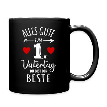 Erster Vatertag 1. bester Papa Baby Vater - Tasse einfarbig - Schwarz - Rechts