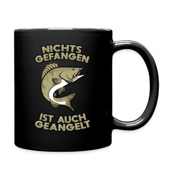 Zander Nichts gefangen ist auch geangelt - Tasse einfarbig - Schwarz - Rechts