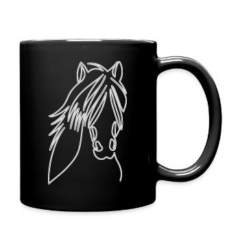 Beautiful horse head with wild mane - Full Colour Mug - black - Right