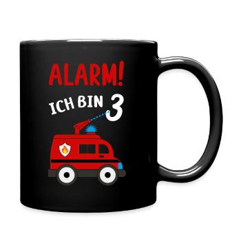 Feuerwehr Kindergartenkind 3 Jahre - Tasse einfarbig - Schwarz - Rechts