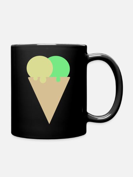 Eis schmilzt in der Waffel - Tasse einfarbig - Schwarz