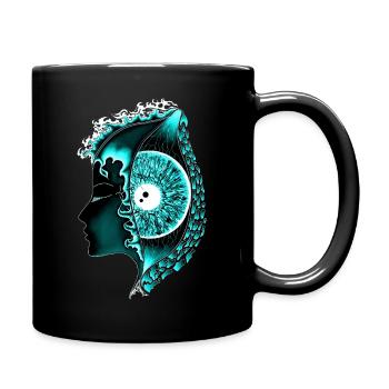 Big Eye Turquoise, Eye, Vertical, Realistic - Full Colour Mug - black - Right