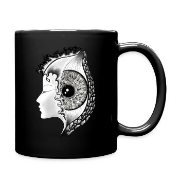 Big Eye Black, Eye, Vertical, Realistic - Full Colour Mug - black - Right