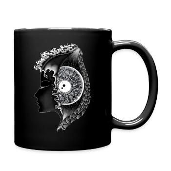 Big Eye White, Eye, Vertical, Realistic - Full Colour Mug - black - Right