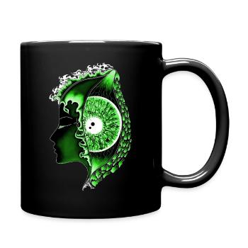 Big eye green, eye, vertical, realistic - Full Colour Mug - black - Right