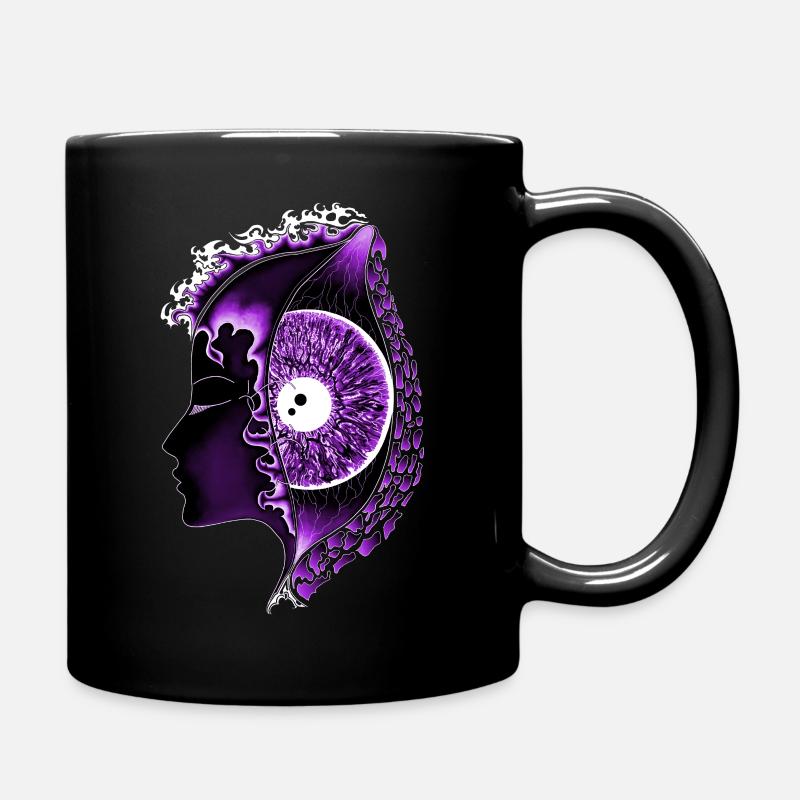 Großes Auge lila, Auge, realistisch, vertikal - Tasse einfarbig - Schwarz