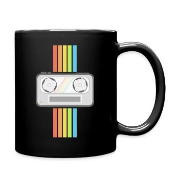 Retro Kassette Logo (Ästhetik) - Tasse einfarbig - Schwarz - Rechts