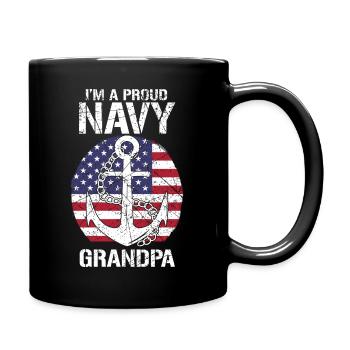I'm A Proud Navy Grandpa US Veteran Stolzer Opa - Tasse einfarbig - Schwarz - Rechts