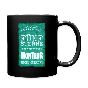 Fünf Sterne für Monteur - Tasse einfarbig - Schwarz - Rechts
