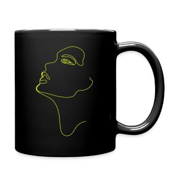 Dessin au trait silhouette féminine Visages féminins visage - Mug uni - noir - Droite