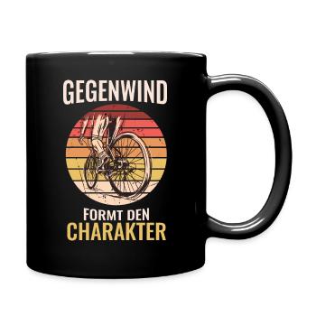 Gegenwind formt den Charakter - Fahrradfahrer - Tasse einfarbig - Schwarz - Rechts