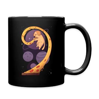Dog eating a pizza in space - Full Colour Mug - black - Right