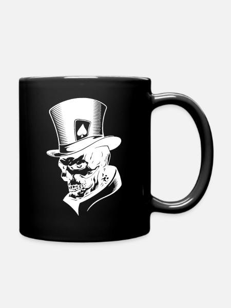 skull hat map white - Full Colour Mug - black