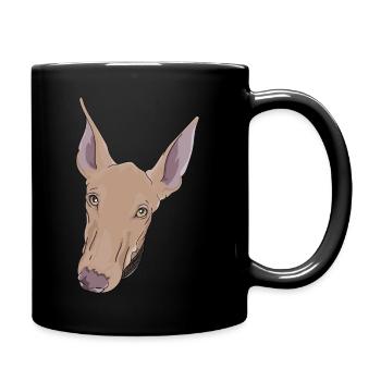 Podenco Canario - Tasse einfarbig - Schwarz - Rechts