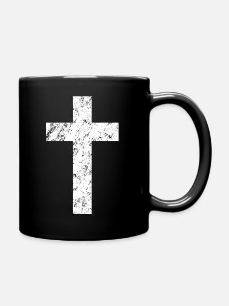 Croix chrétienne avec un effet usé - Mug uni - noir