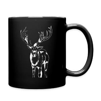 Rothirschfantasie, Waldtier - Tasse einfarbig - Schwarz - Rechts