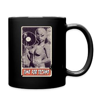 Alienfrau DJ with record for music lovers. - Full Colour Mug - black - Right
