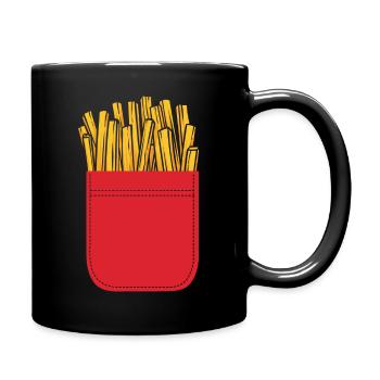 Pommes Frites in Brusttasche Logo Pommes Fritten G - Tasse einfarbig - Schwarz - Rechts