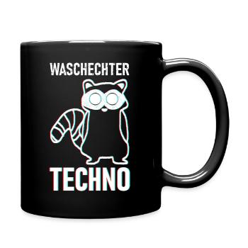 Trippy Techno Waschbär - Waschechter Techno - Tasse einfarbig - Schwarz - Rechts