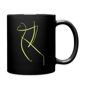 Green R on T-Shirt: Creative R - Full Colour Mug - black - Right