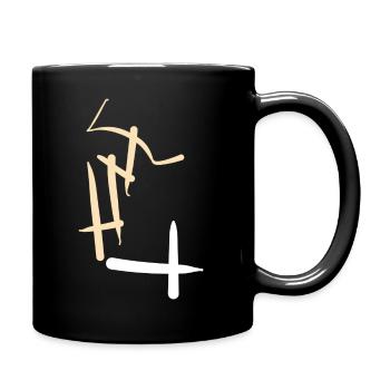 T-shirt with abstract art in white - Full Colour Mug - black - Right