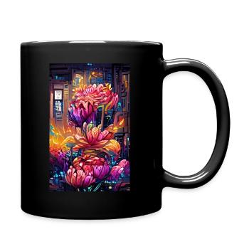 Flowers - Tasse einfarbig - Schwarz - Rechts