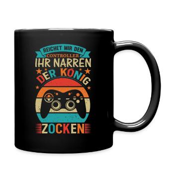 Reicht mir den Controller, der König will zocken - Tasse einfarbig - Schwarz - Rechts