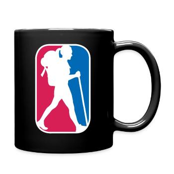Wandern Outdoor Frau Berge Logo lustiges Geschenk - Tasse einfarbig - Schwarz - Rechts